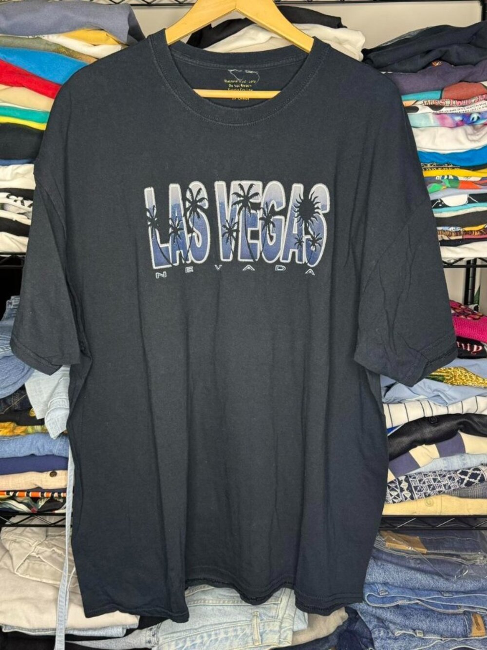 Vintage Las Vegas Graphic Tee - Y2K Navy Boxy Fit XXL